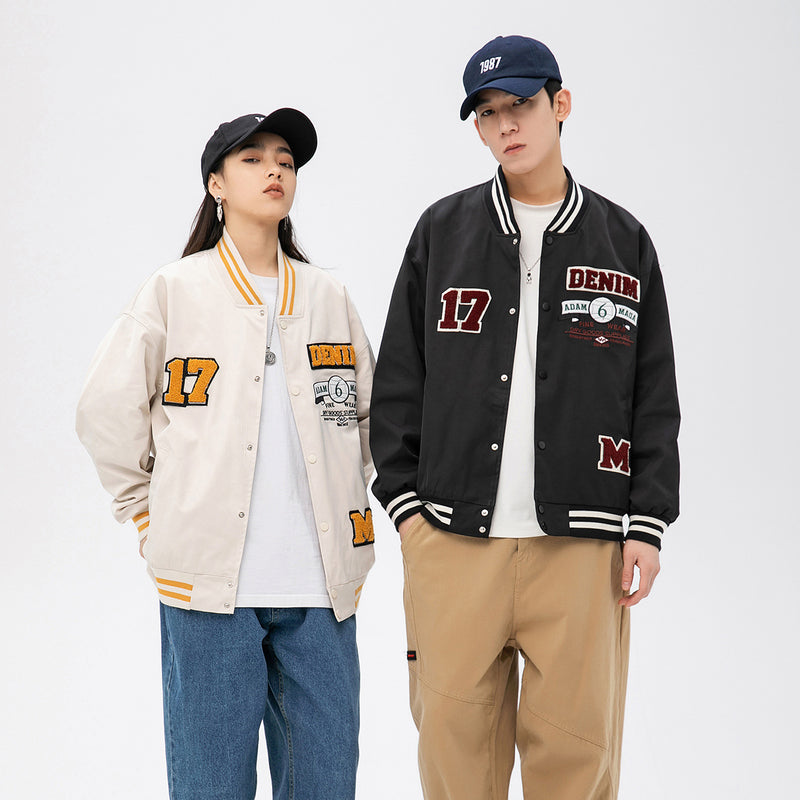 Varsity Men's plus Size Retro Sports Spring Letter Flower Print Baseball Jacket Jacket Male Student Men Jacket