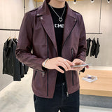 80's Leather Jacket Men's Leather Jacket Spring and Autumn Coat Suit Collar Leather Jacket Men