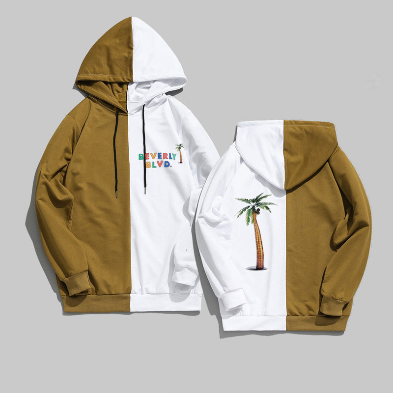 Split Hoodie Demons and Angels Printed Hooded Two-Tone
