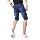 Men Jean Shorts Summer Men's Jeans Middle Pants Stretch Korean Washed-out Casual