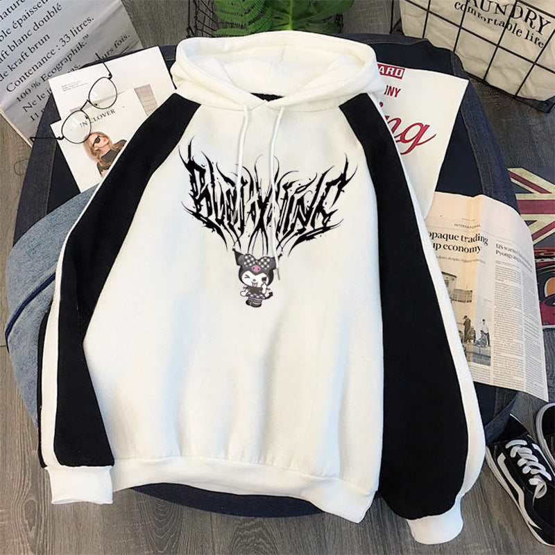 Kuromi Hoodie Cartoon Velvet Thickened Contrast Color Hoodie Clow M Coat