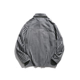 Men Shacket Long Sleeve Autumn Shirt Autumn Stripes Lapel Long Sleeve Shirt