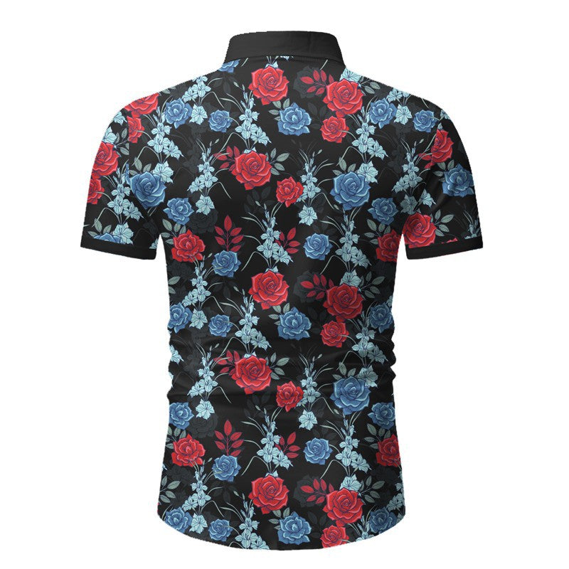 Summer Men's Slim-Fit Printed Short-Sleeved Shirt Large Size Fashion Casual Men Shirt