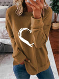 Valentine's Day Outfits Heart Printing round Neck Long Sleeve Sweater