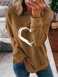 Valentine's Day Outfits Heart Printing round Neck Long Sleeve Sweater
