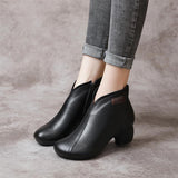 Coachella Ankle Boots Autumn and Winter Vintage Mid Heel Fleece-Lined Cotton Boots