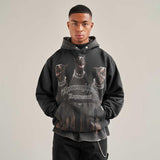 Present Letter Print Hoodie Represent Hell Hound Print Worn Looking Washed-out Hooded Sweater Loose Couple Hoodies Men