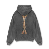 Present Letter Print Hoodie Present Skeleton Destroyed Washed Distressed Zipper Coat Hip Hop Hooded Sweater