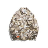 Men Shacket Long Sleeve Autumn Shirt Autumn Leisure Shirt Camouflage Long Sleeve Multi-Pocket Shirt