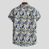 Men Shirt Fashion Slim Fit Shirts Short Sleeve Shirt Large Size Casual Top Beach Style Summer New Men's Casual Short Sleeve Flower Shirt