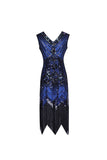 Flapper Dress Banquet Dress Hand-Embroidered Beaded Sequined V-neck Short Sleeve Dress