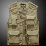 Men Utility Vest Work Zipper Tactical Work Vest Slim Pocket Jacket Vest Man Spring and Autumn Multi-Pocket Loose Vest Casual
