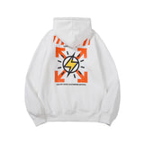Autumn And Winter Joint Name Lightning Arrow Pattern Velvet Padded Hooded Sweatshirt Men And Women Same Style
