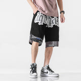 Mens Cargo Shorts Trendy Patchwork Paisley Stitching Basketball Shorts Loose Cropped Pants Beach Pants for Men
