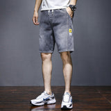Men Jean Shorts Denim Shorts Men's Summer Fashion Brand Loose Straight Elastic Waist Casual Cropped Pants Middle Pants