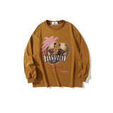 Mens Fall Outfits Vintage Love Bear Printed Crew Neck Sweatshirt Hip Hop Loose Couple's Shirts