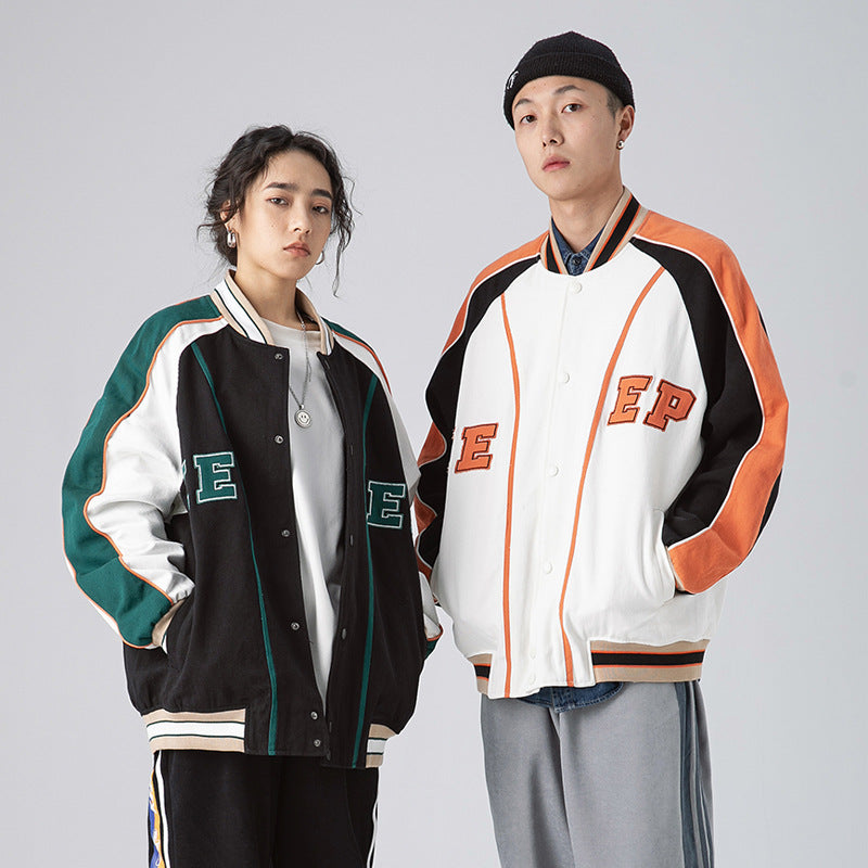 Men's Spring Baseball Uniform Men's Color Matching Couple Workwear Jacket Men's Loose Trendy Jacket Men's Jacket Men Jacket