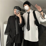 Harajuku Clothing Men's Casual Shirts Summer Solid Color Thin Sleeve Shirts Men and Women Casual Shirts
