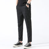 Cropped Pants Men Spring and Summer Quality Plaid Casual Pants Men's Simplicity Slim Fit Business Cropped Pants Men Pants