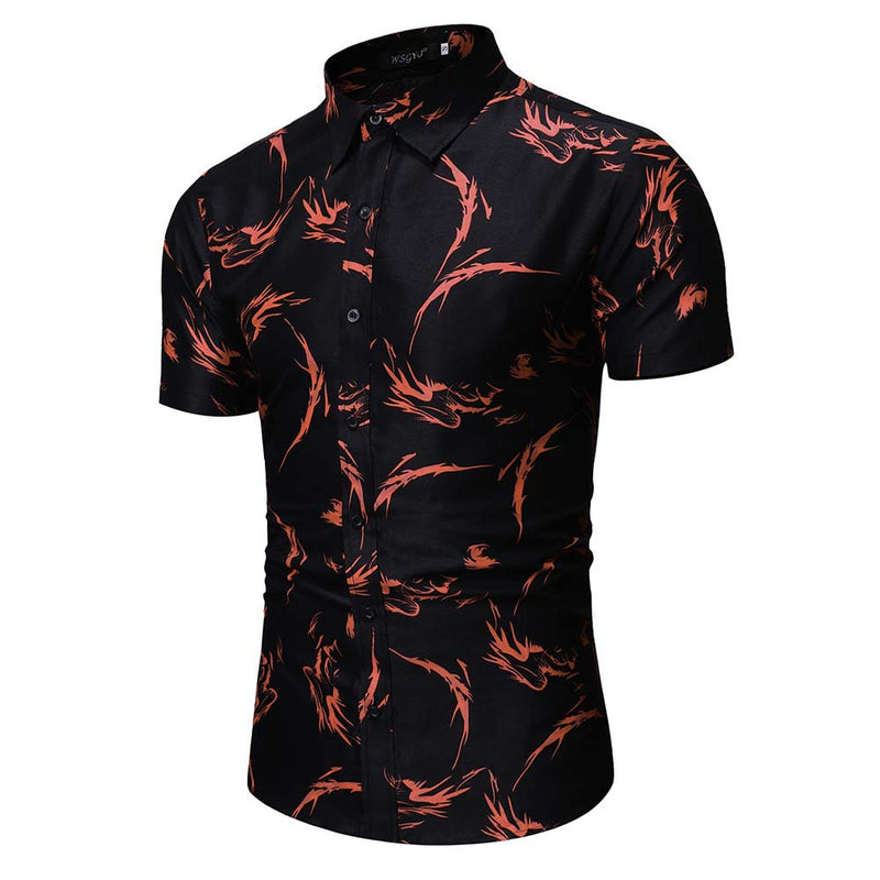Men's Summer Men's Loose Short Sleeve Shirt Printed Shirt Casual Beach Men's Shirt