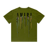 Amiri T Shirt Color Ink Splash Paint Colorful Casual Round Neck