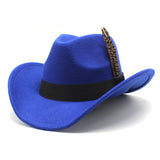 Wester Hats Spring and Autumn Feather Woolen Hat Fedora Hat Sun Hat