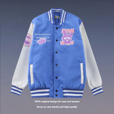 Mens Fall Outfits Retro Hip Hop Klein Blue Stitching Baseball Uniform Jacket for Men