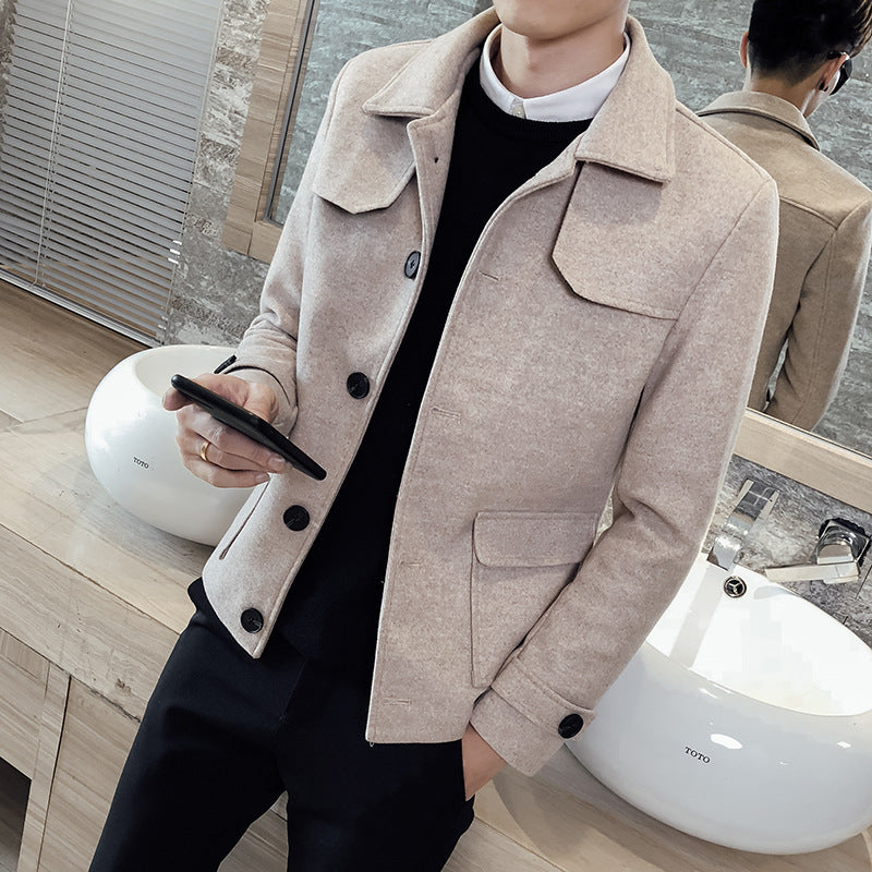 Autumn and Winter Trendy Men's Short Coat Men's Clothing Temperament Jacket Fashion Trench Coat Men's Men's Spring Trench Coat