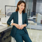Women Pants Suit Uniform Designs Formal Style Office Lady Bussiness Attire Plaid Fashion Business Two-Piece Suit Female