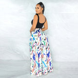 Wide Leg Flat Print Pants Spring and Summer Print Leisure Wide-Leg Skort High-Waisted Trousers