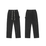 Mens Fall Outfits Washed and Worn Cargo Pants Straight Loose Sweatpants Wide-Leg Casual Pants