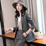 Women Pants Suit Uniform Designs Formal Style Office Lady Bussiness Attire Striped Wool Blazer Spring and Autumn Leisure Small Suit Suit