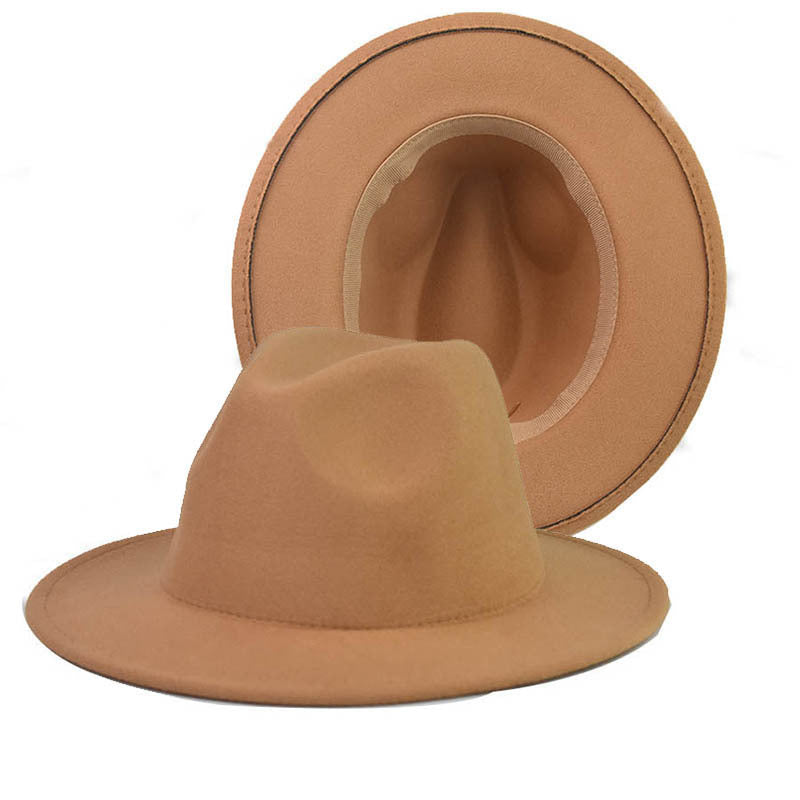 Fedora Hat Woolen Thick Top Hat Women's Fedora Hat British Style Felt Cap