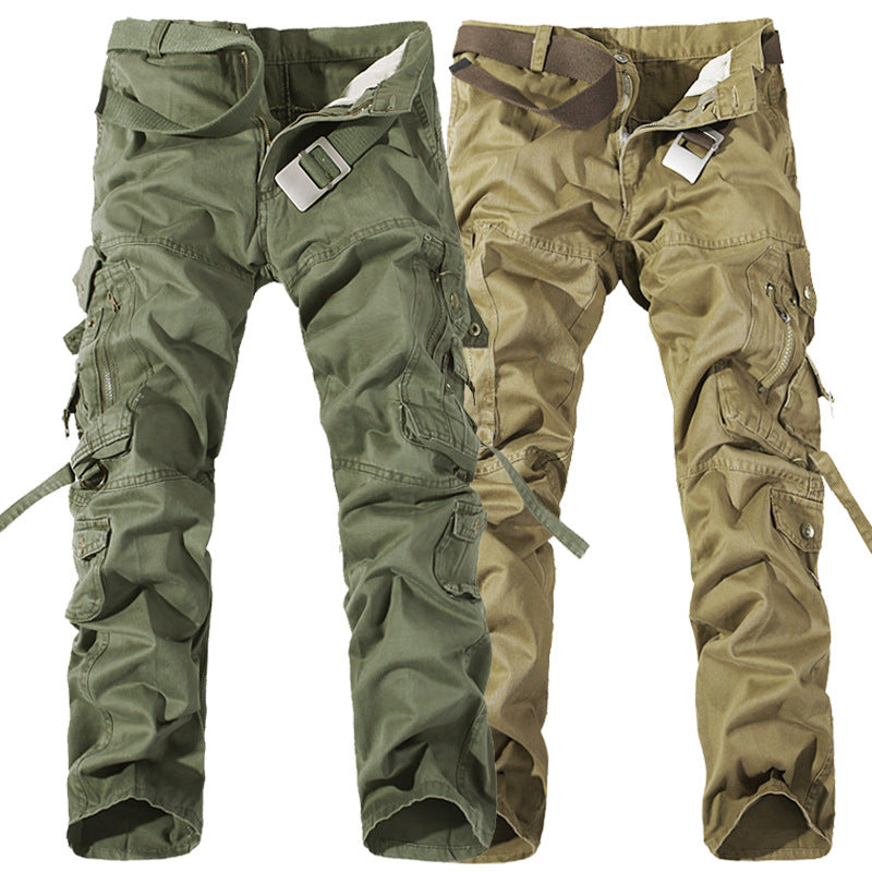 Men Cargo Pants Men's Overalls Trousers Fashion Solid Color plus Size Multi-Pocket Cargo Pants
