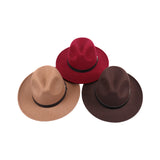 Fedora Hat Solid Color Fur Felt Hat British Retro Fedora Hat Men and Women Flat Brim Gentlemen's Hat