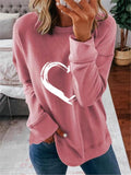 Valentine's Day Outfits Heart Printing round Neck Long Sleeve Sweater