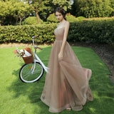Green Fairycore Dress Bridesmaid Dress Long off-Shoulder Bridesmaid Group Evening Dress Graduation Host Party Dress Female