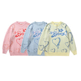 Men Fall Outfits Vintage Cartoon Letter Autumn Sweater Knitwear Coat