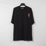 Palm Angels Rose Printed round Neck T-shirt Men and Women Loose Short Sleeve