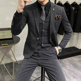 Men Suit Slim-Fit Single Button Three-Piece Set