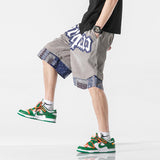 Mens Cargo Shorts Trendy Patchwork Paisley Stitching Basketball Shorts Loose Cropped Pants Beach Pants for Men