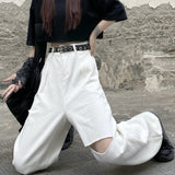 Harajuku Clothing Men Classic Retro Pants Straight Leg Pan Summer White Casual Jeans for Men and Women