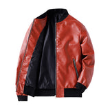 Two Tone Leather Jacket Men's Jacket Spring and Autumn Baseball Collar Leather Jacket Men's Jacket Motorcycle