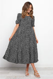 Red Peasant Dress Spring/Summer Puff Sleeve Plaid Polka Dot Stitching Loose Dress Long Dress