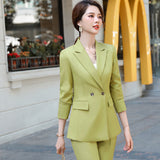 Women Pants Suit Uniform Designs Formal Style Office Lady Bussiness Attire Spring and Autumn Fashion Pink Small Business Suit Coat