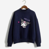 Kuromi Sweatshirt Autumn and Winter Mid-Collar Clow Hello! Printed Casual plus Size Loose Top
