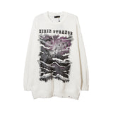 Men Fall Outfits Vintage Printed Loose-Fitting Casual Round-Neck Knitwear Sweater