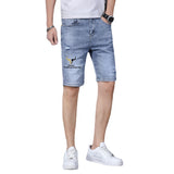 Men Jean Shorts Denim Shorts Men's Summer Straight Slim Cropped Pants Men's Jeans