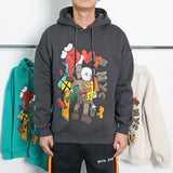 Kanye West Hoodie Hip Hop Skateboarding Sesame Street Cartoon Printed Men's and Women's Couple Hooded Sweater Hoodie Fleece-Lined Men's
