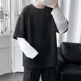 Men Long Sleeve T-shirt False Two-Piece Sweaters Bottoming Shirt